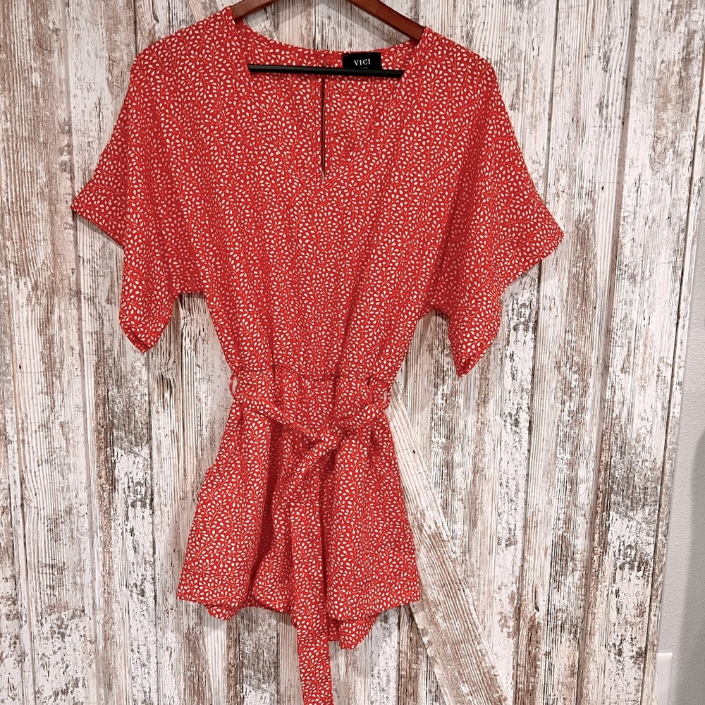 VICI Red Kimono Dolman Sleeves Romper